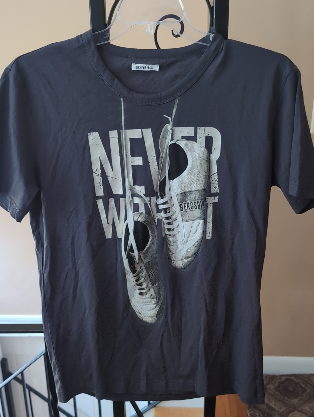 Bikkembergs Charcoal Graphic Tee with White Sneaker Print
